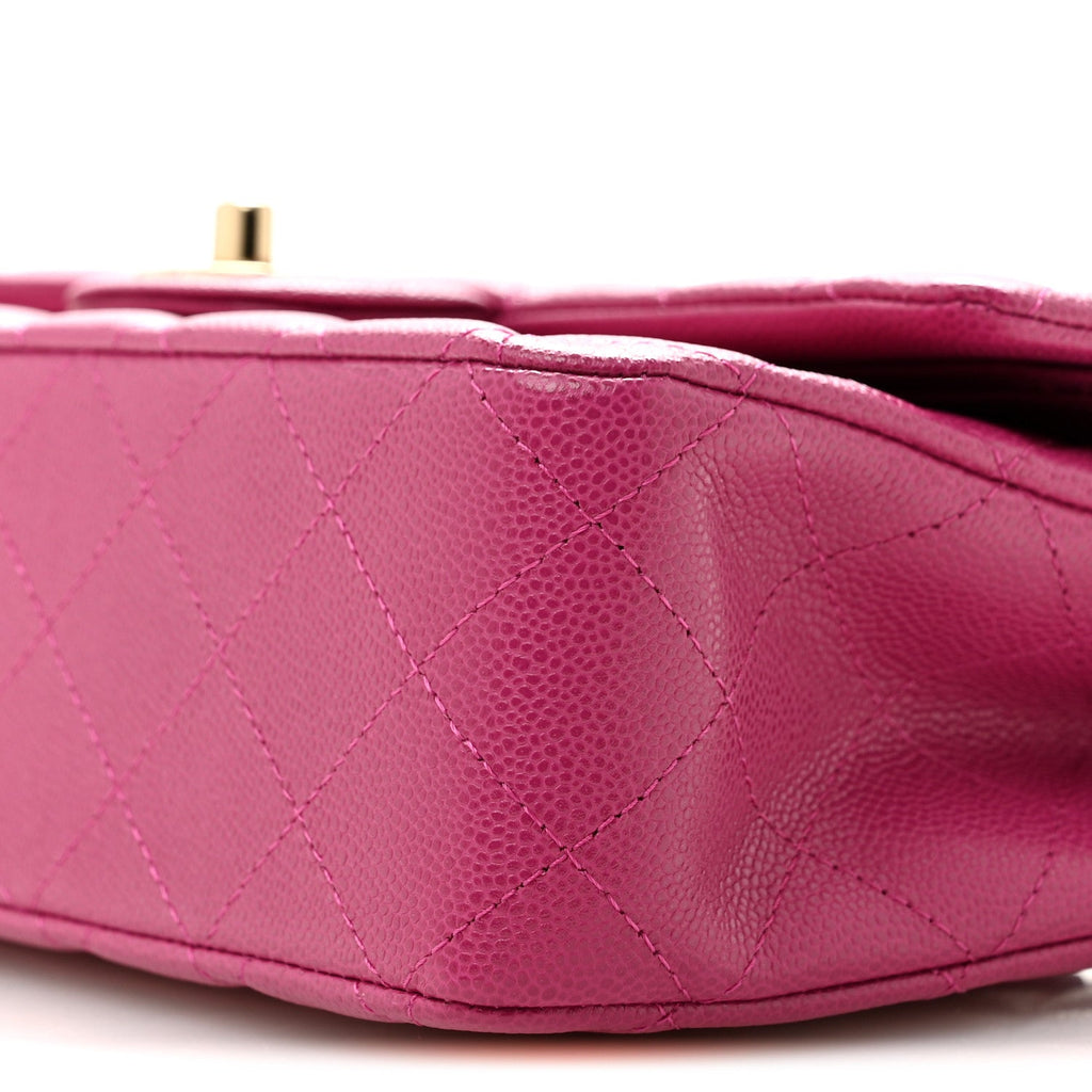 Caviar Quilted Medium Double Flap Purple