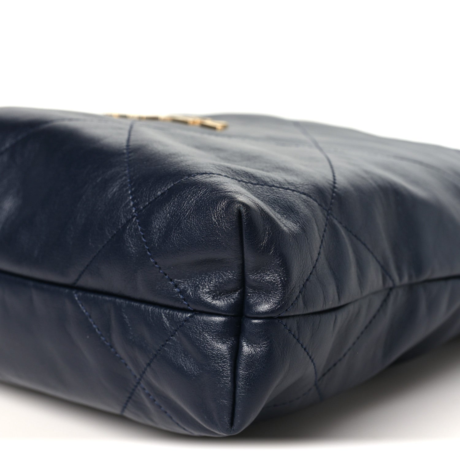 Shiny Calfskin Quilted Small Chanel 22 Navy
