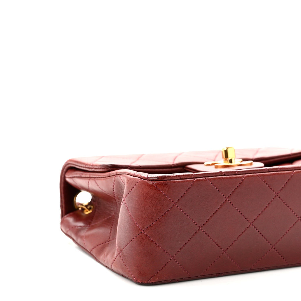 Lambskin Quilted Mini Square Flap Burgundy
