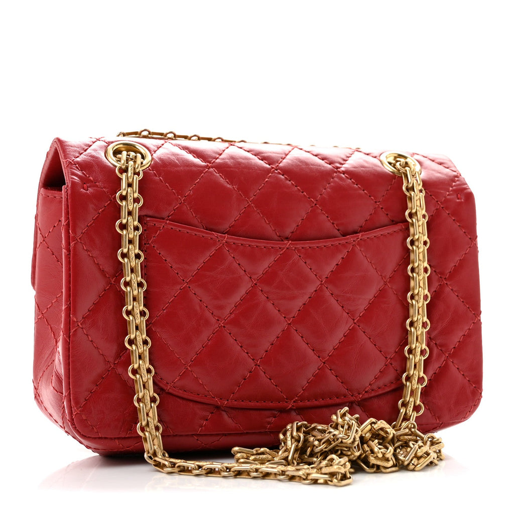 Aged Calfskin Quilted 2.55 Reissue Mini Flap Red