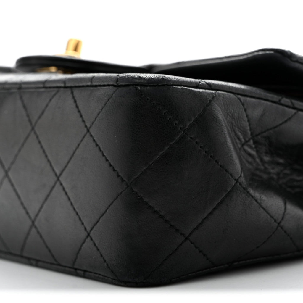 Lambskin Quilted Small Double Flap Black