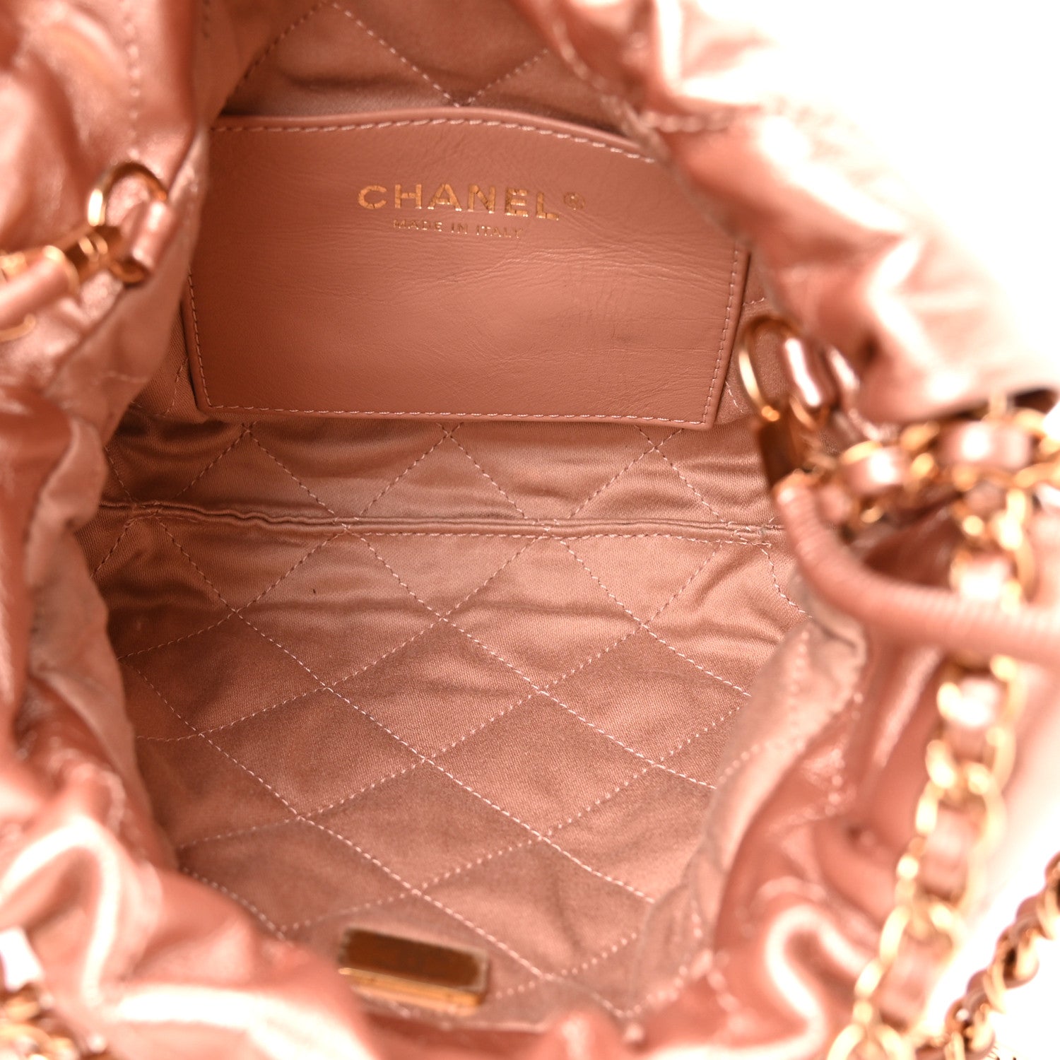 Metallic Calfskin Quilted Mini Chanel 22 Copper