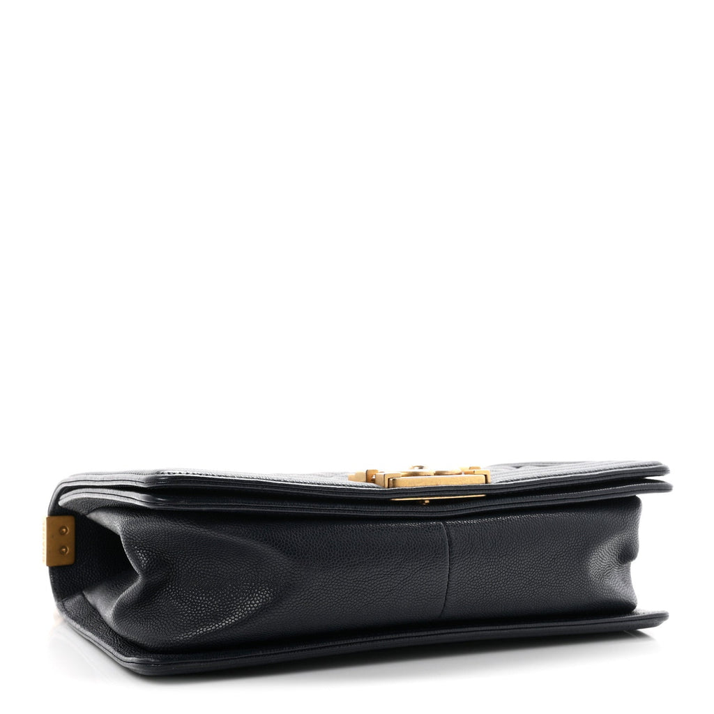 Caviar Quilted Medium Boy Flap Navy
