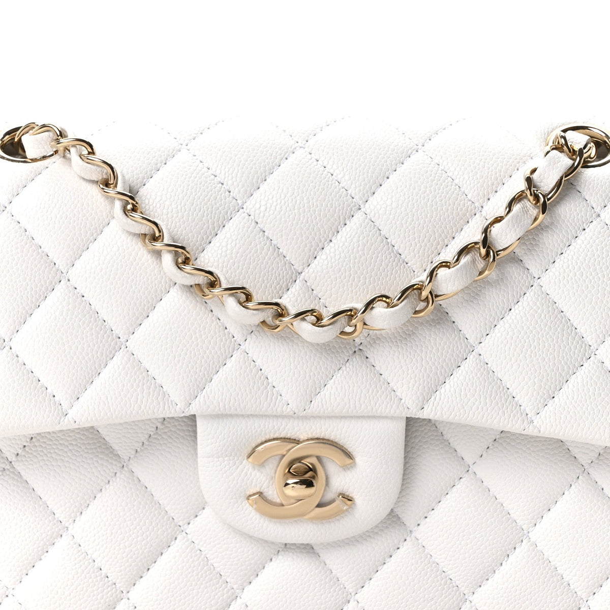 Caviar Quilted Small Double Flap White