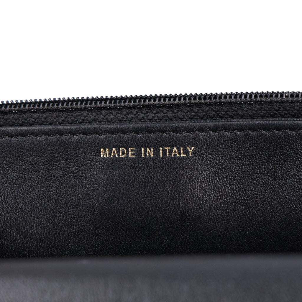 Lambskin Quilted Pearl Wallet On Chain WOC Black