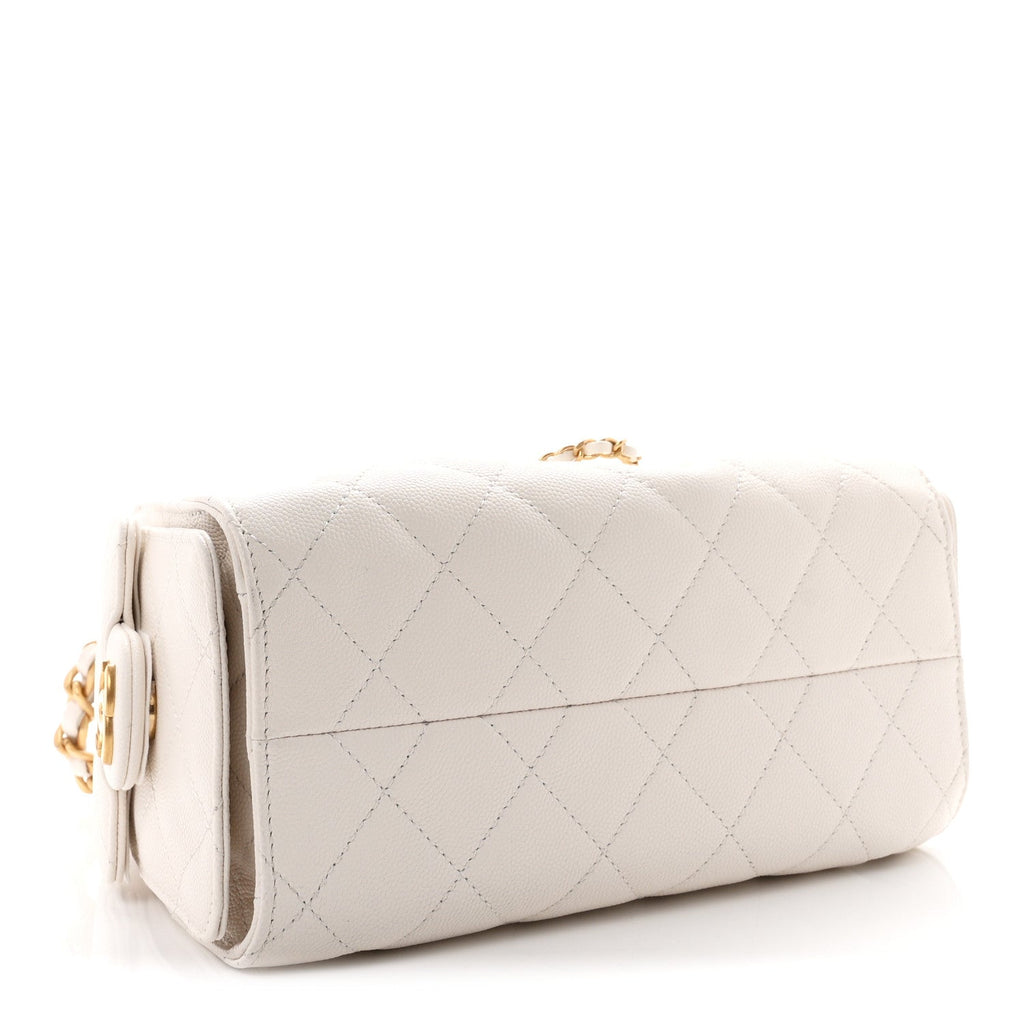 Caviar Quilted Mini Chanel 25 Handbag White