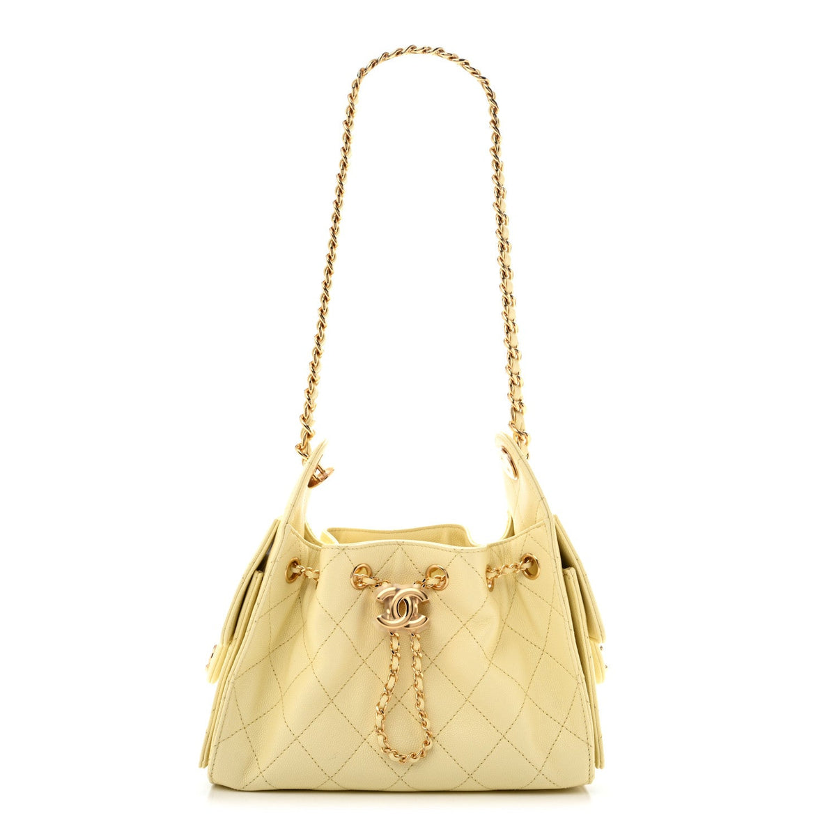 Caviar Quilted Mini Chanel 25 Handbag Light Yellow