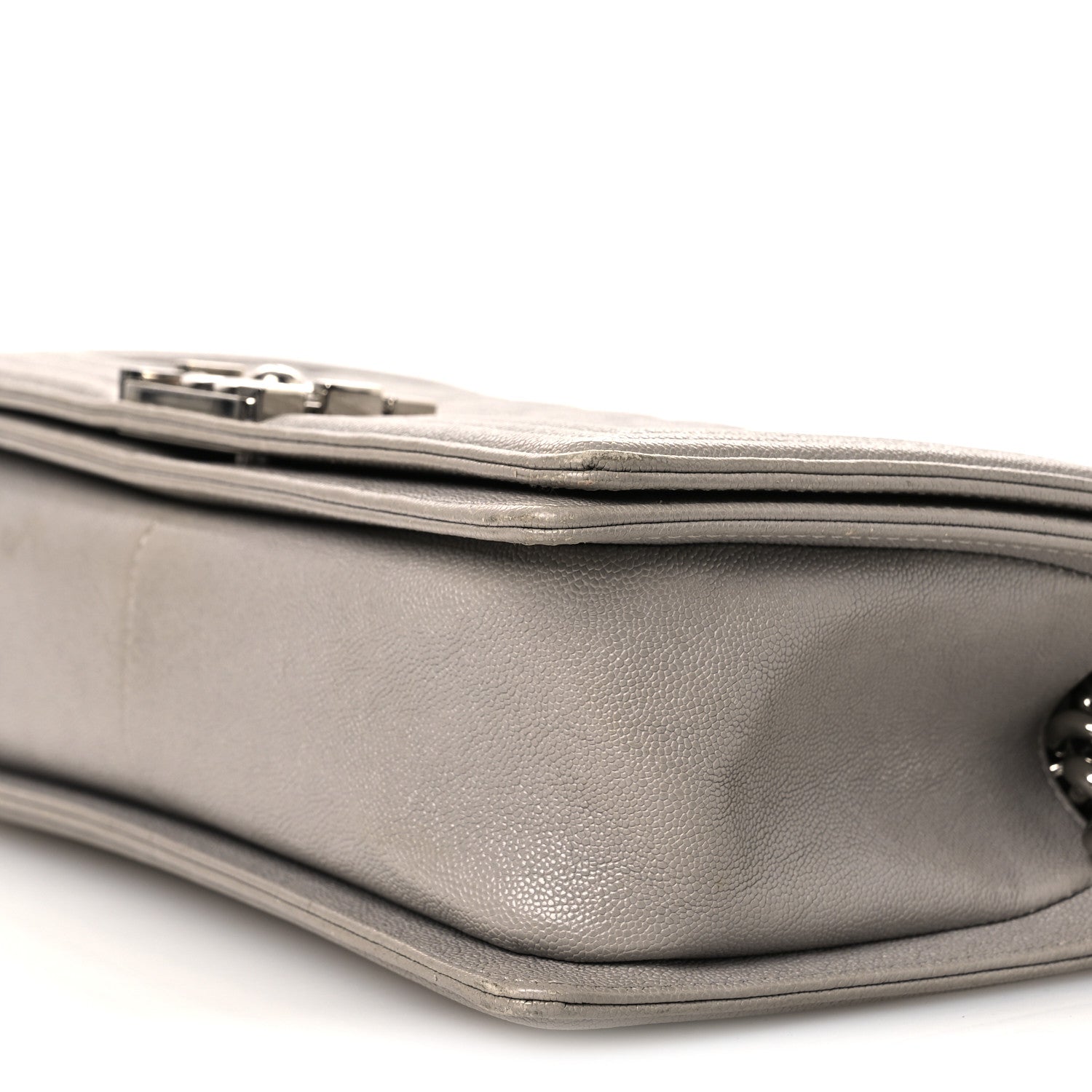 Caviar Quilted Medium Boy Flap Light Grey