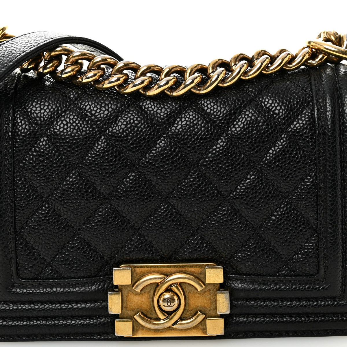 Caviar Quilted Small Boy Flap Black