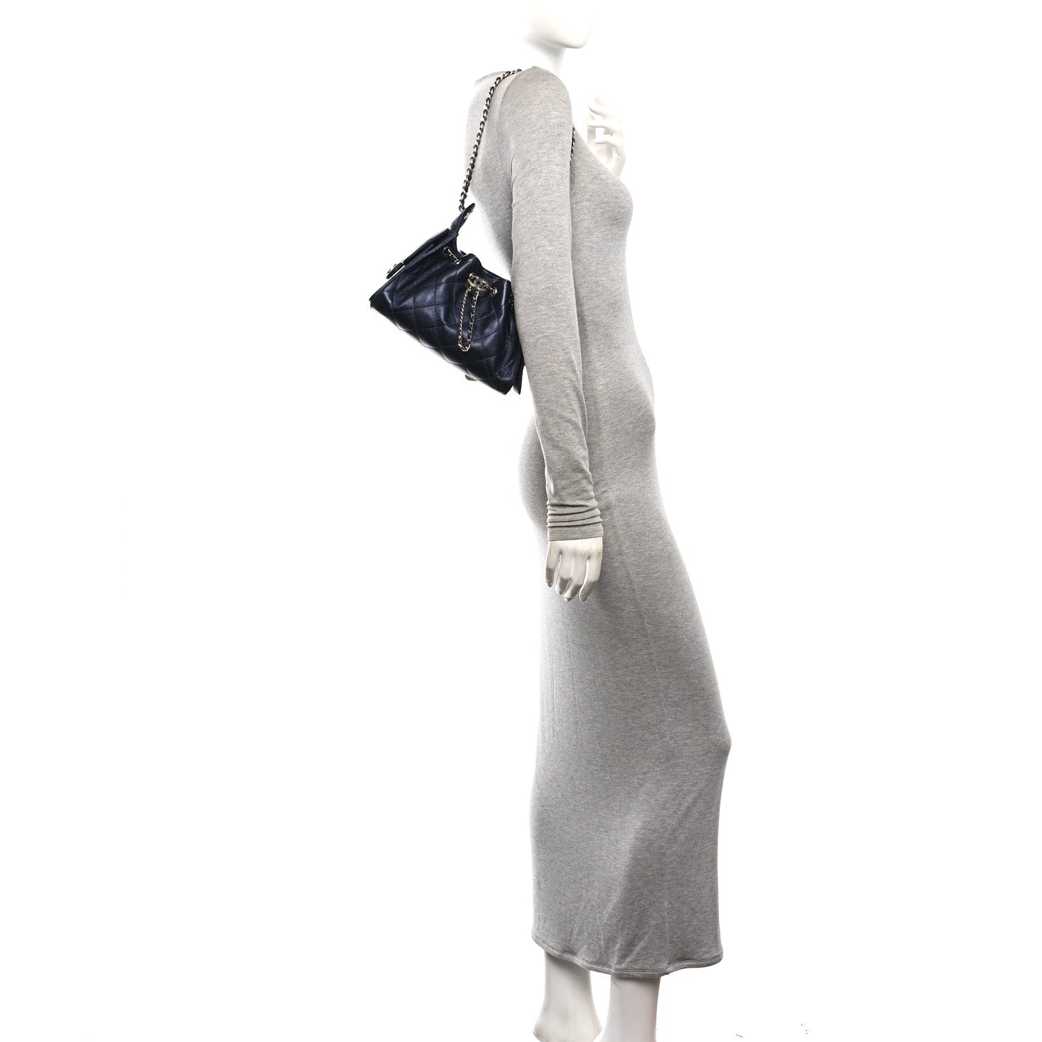 Metallic Caviar Quilted Mini Chanel 25 Handbag Dark Blue