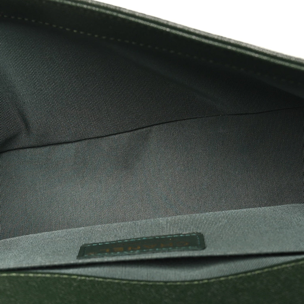 Caviar Chevron Quilted Medium Boy Flap Dark Green