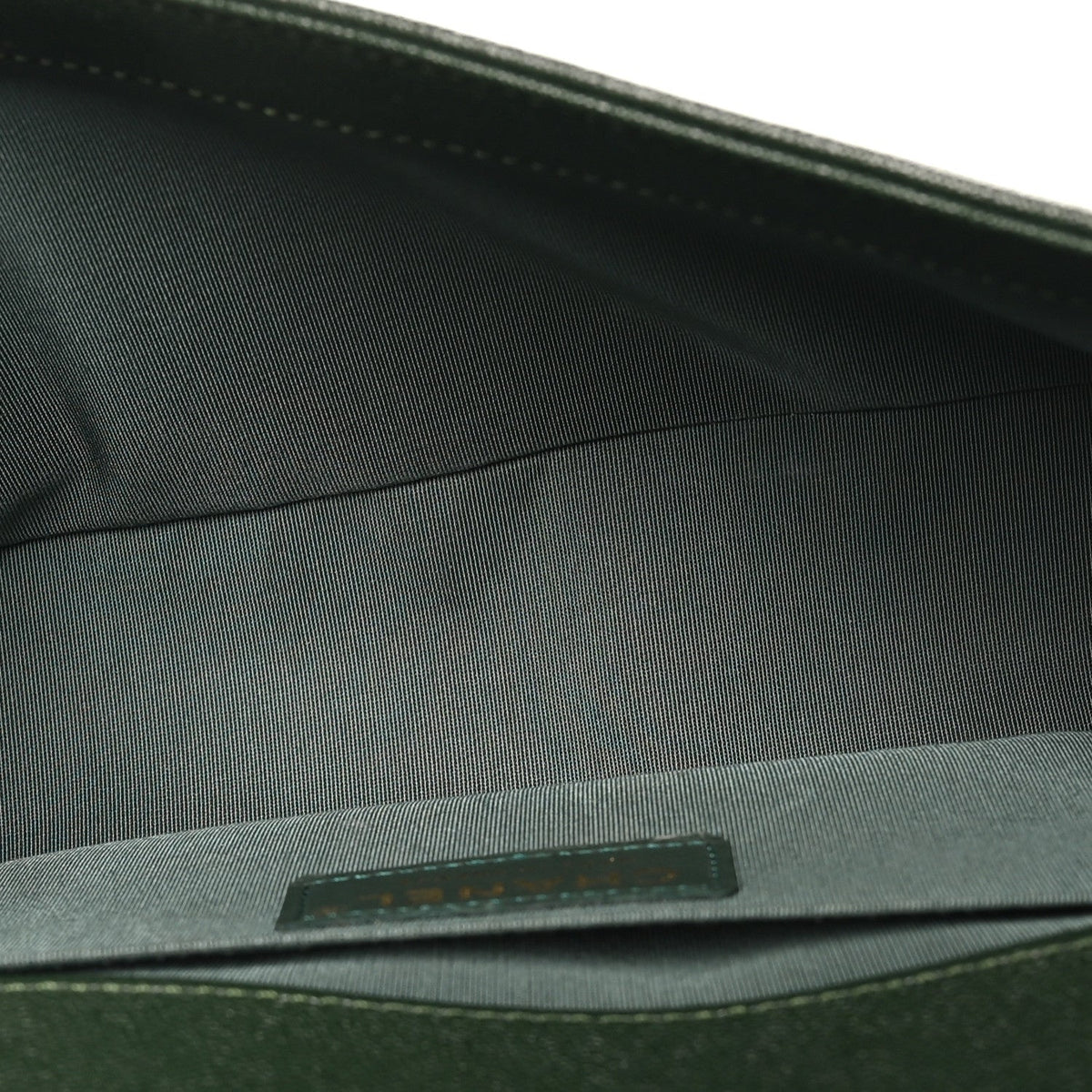 Caviar Chevron Quilted Medium Boy Flap Dark Green