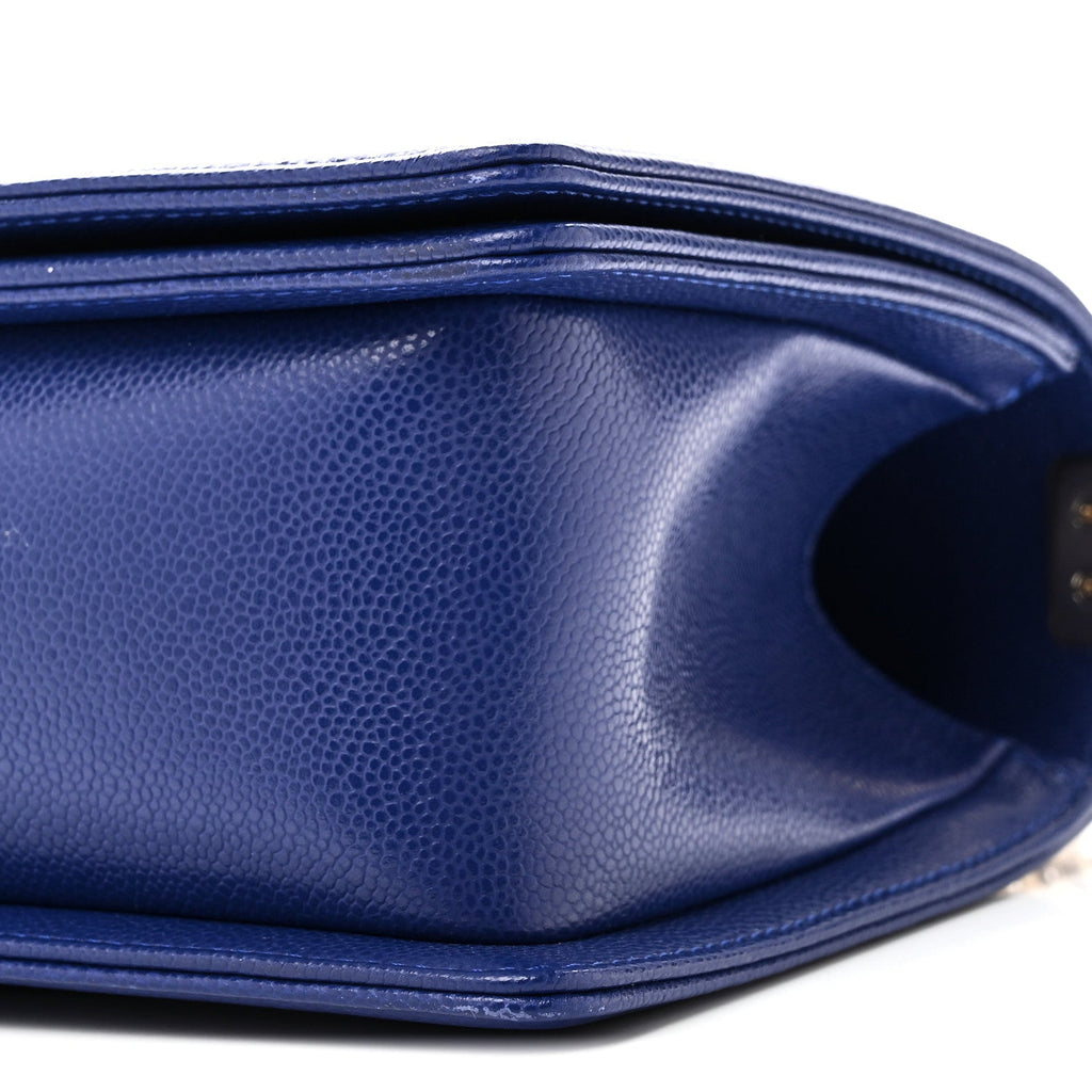 Caviar Quilted Medium Boy Flap Blue