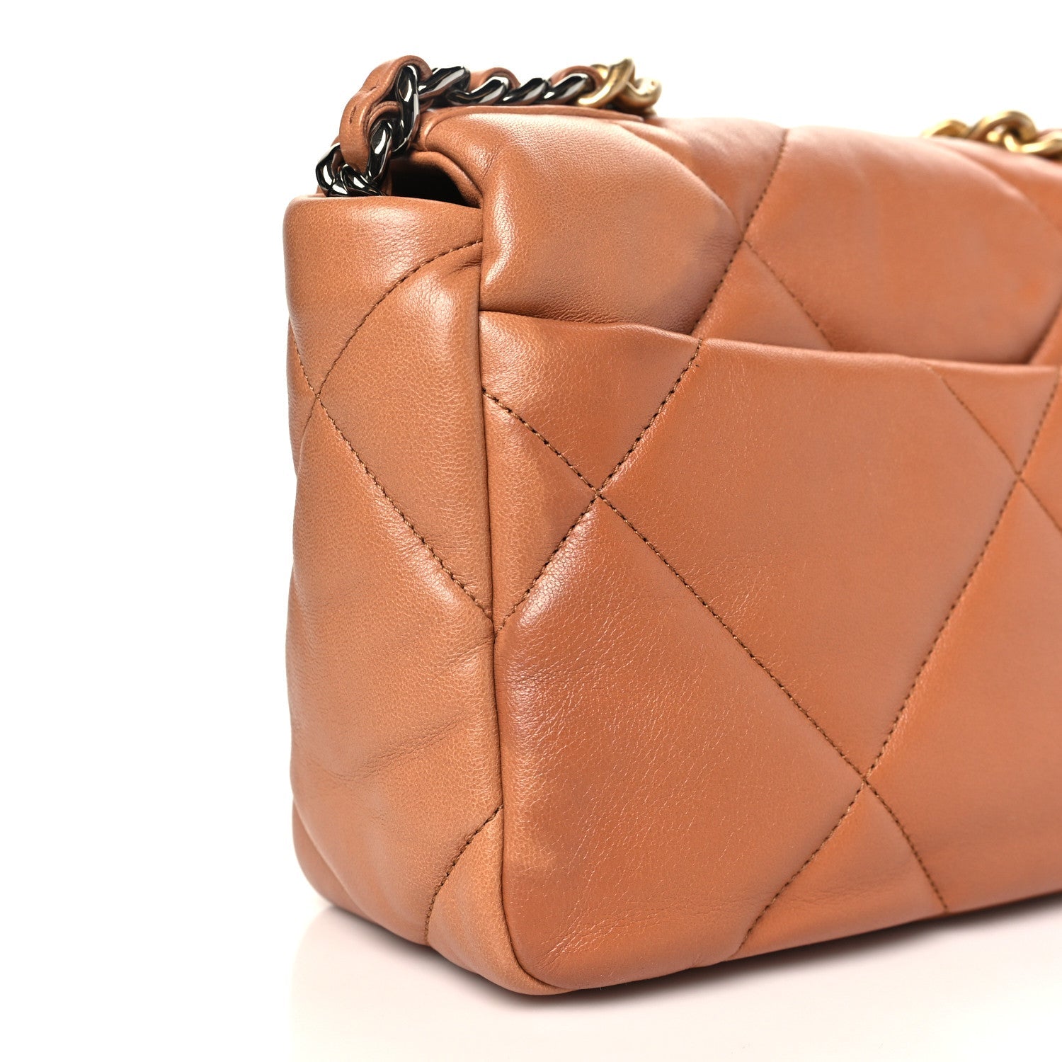 Lambskin Quilted Medium Chanel 19 Flap Brown