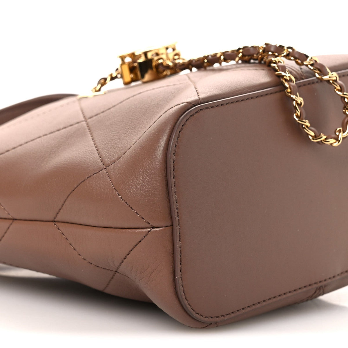 Calfskin Quilted Daily Trendy Shopping Bag Brown