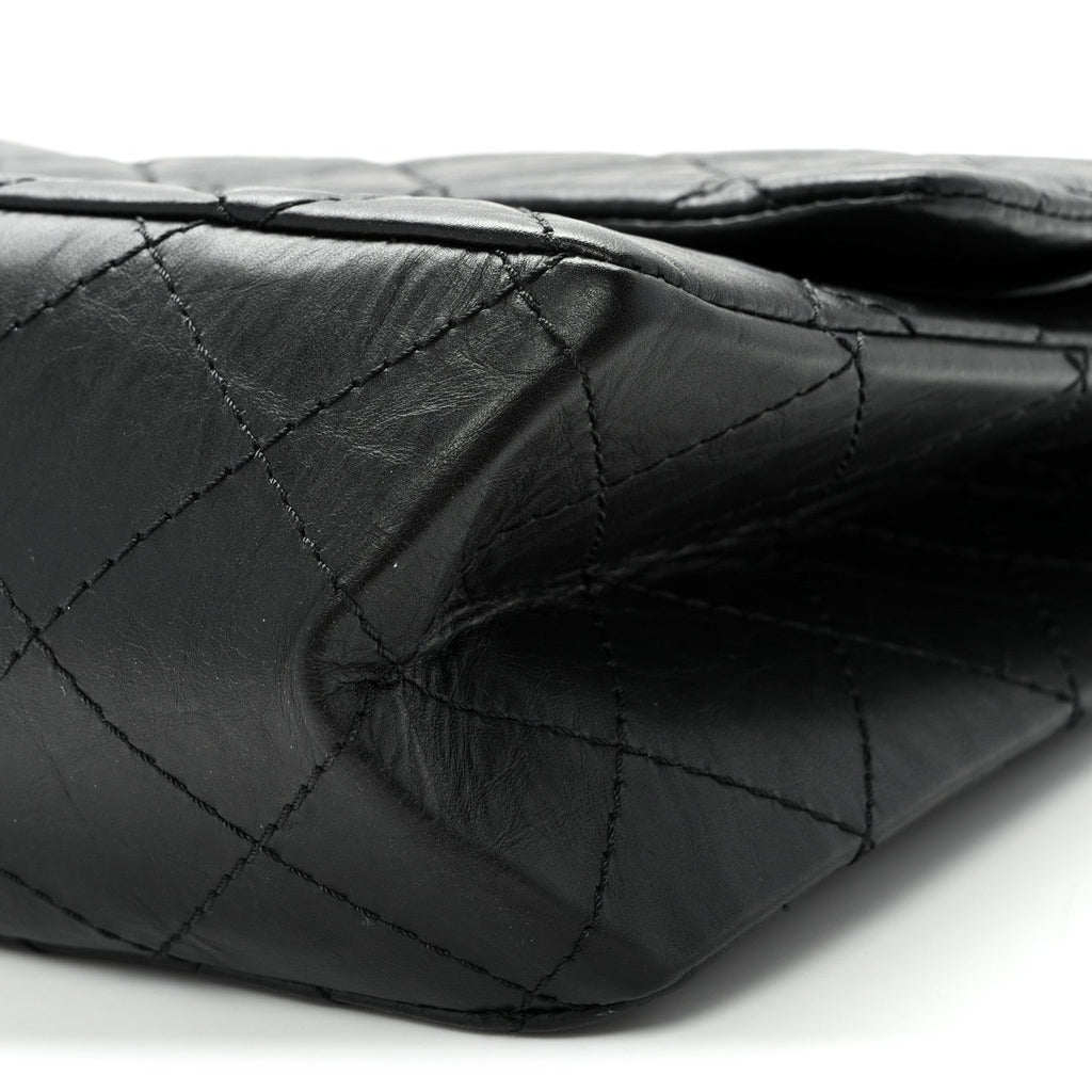 Aged Calfskin Quilted 2.55 Reissue 227 Flap Black