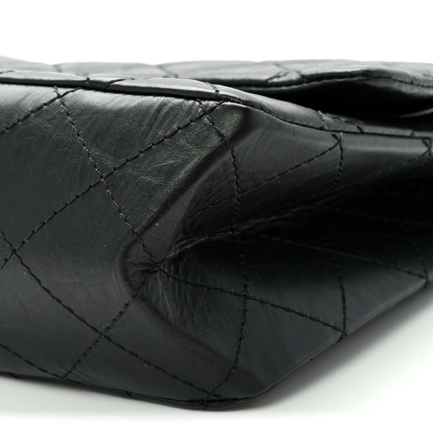 Aged Calfskin Quilted 2.55 Reissue 227 Flap Black