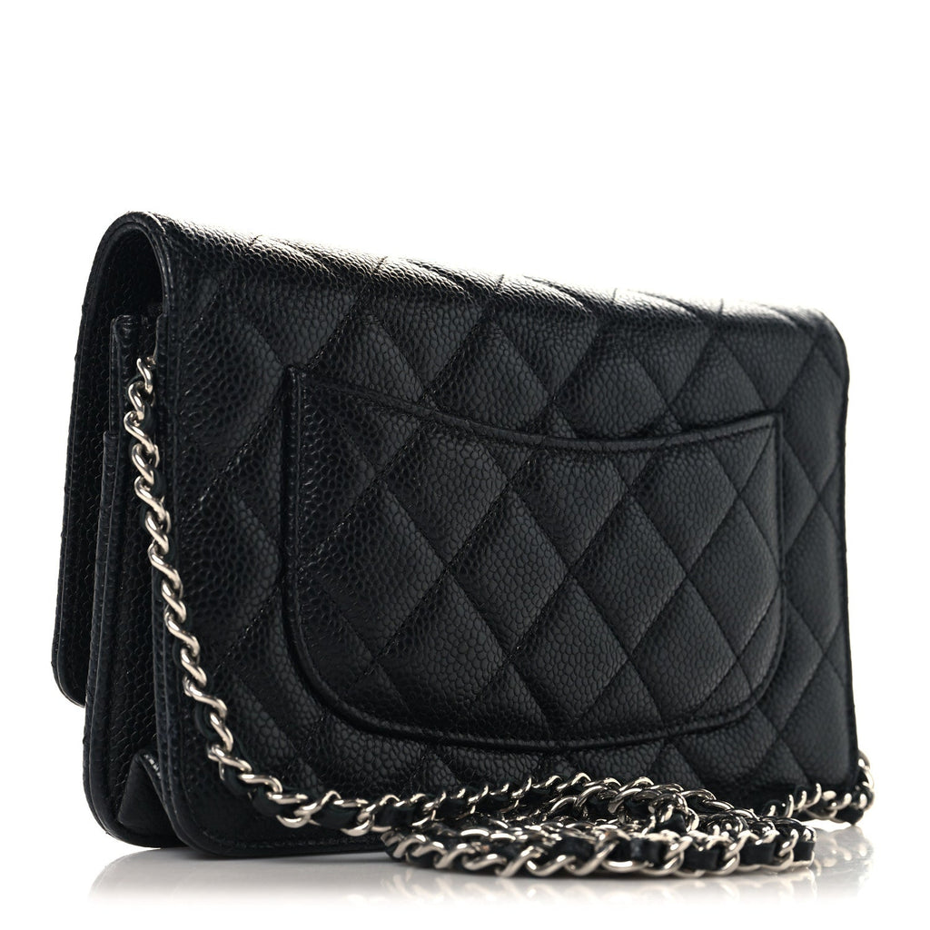 Caviar Quilted CC Turnlock Wallet On Chain WOC Black