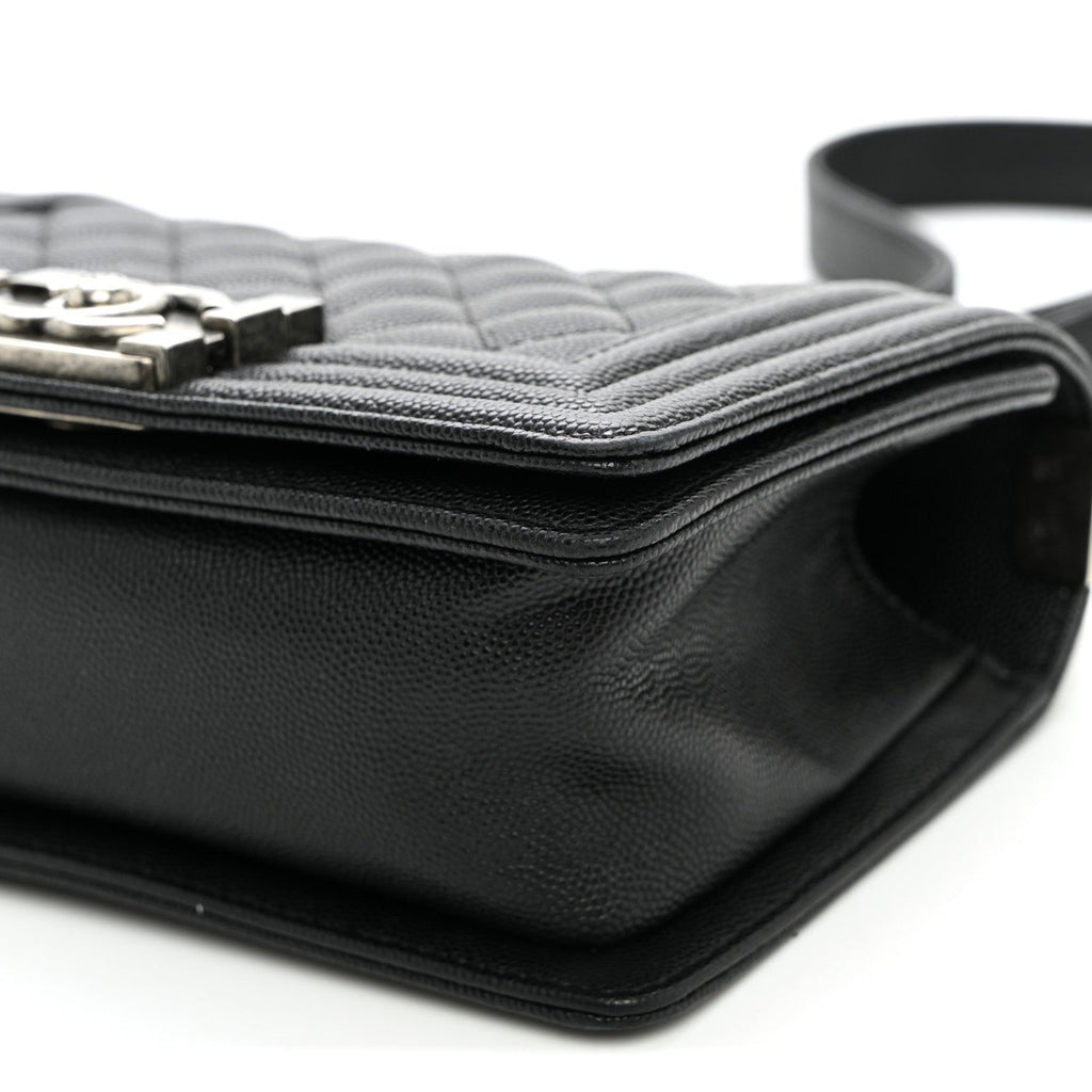 Caviar Quilted Small Boy Flap Black