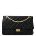 Aged Calfskin Quilted 2.55 Reissue 226 Flap Black