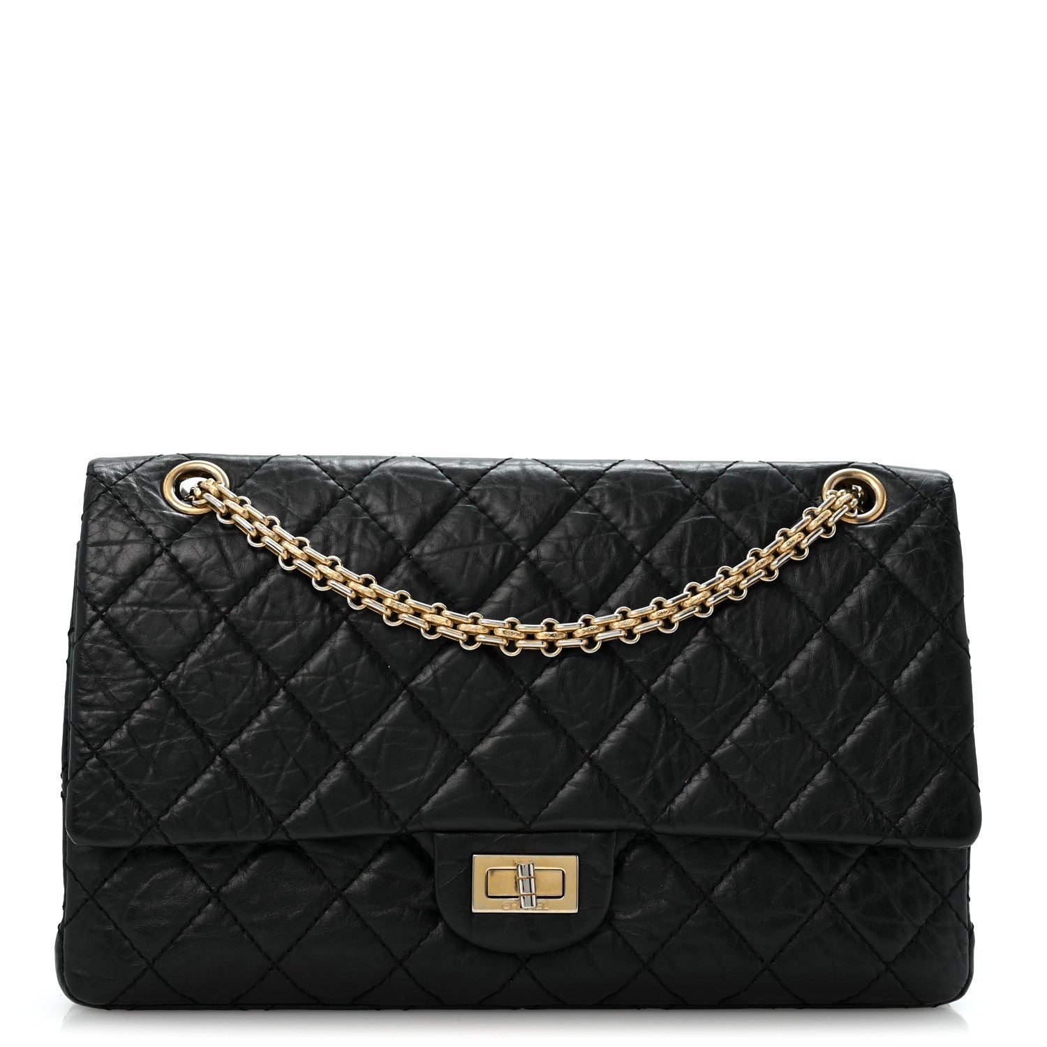 Aged Calfskin Quilted 2.55 Reissue 226 Flap Black