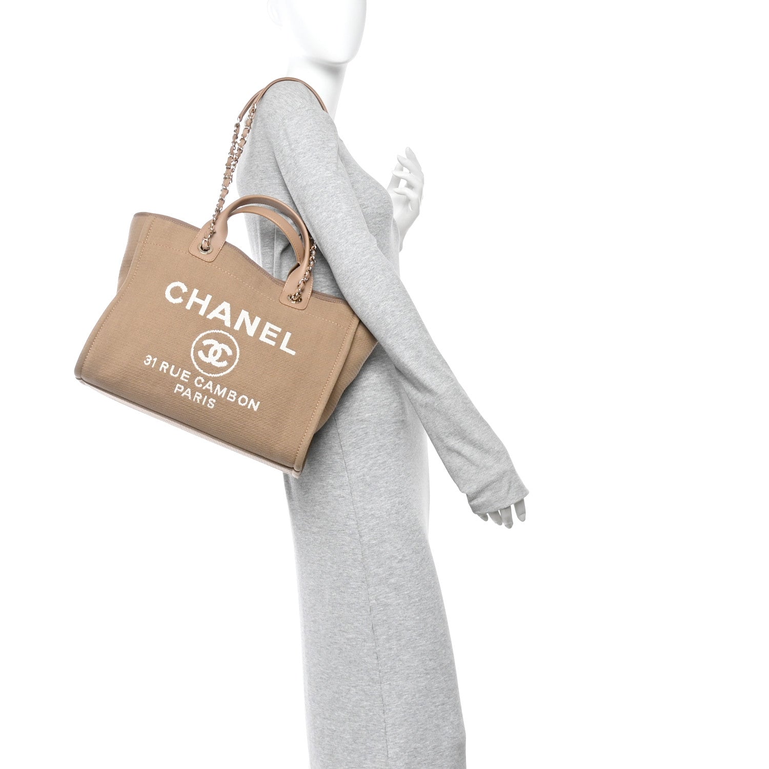Mixed Fibers Small Deauville Tote Dark Beige