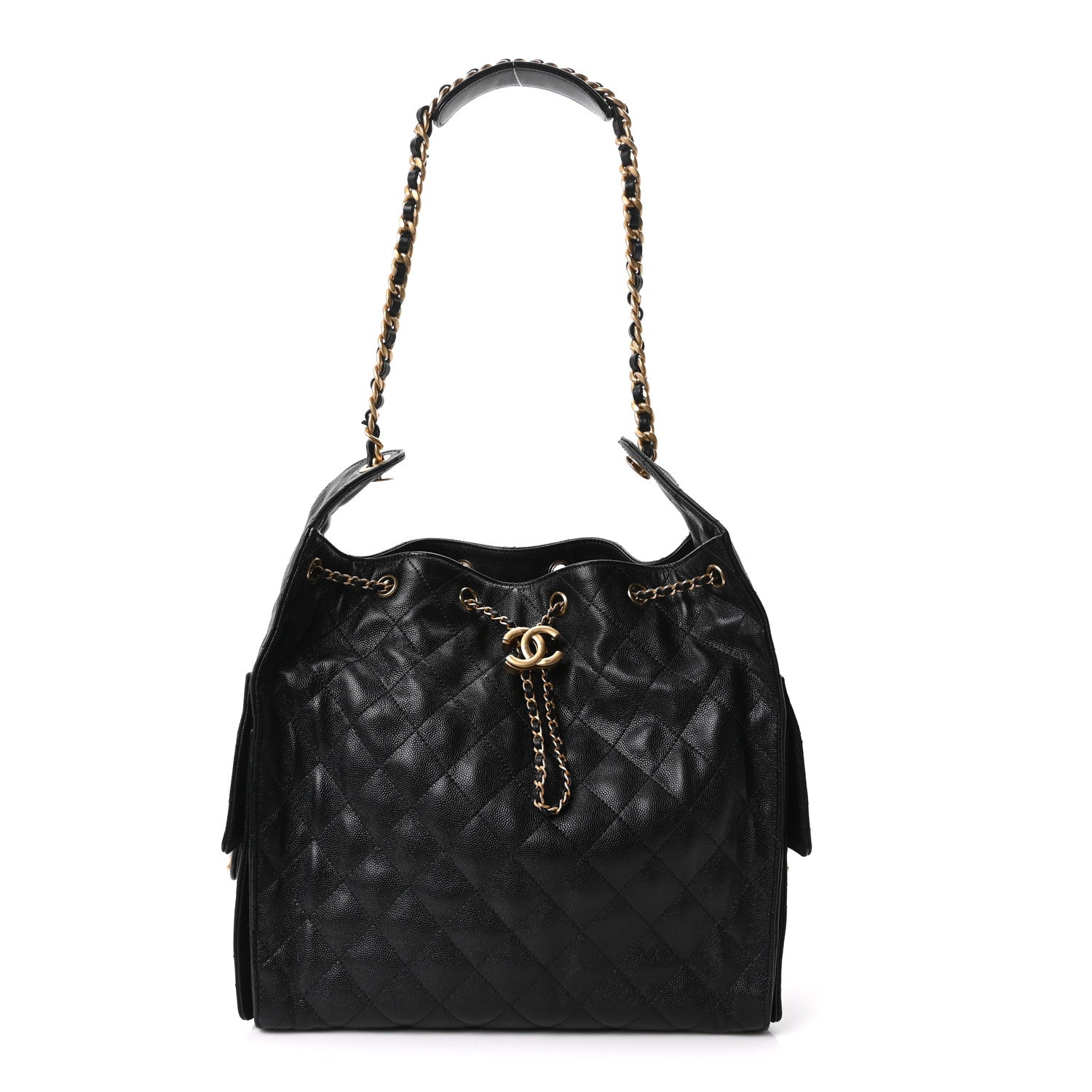 Caviar Quilted Medium Chanel 25 Handbag Black