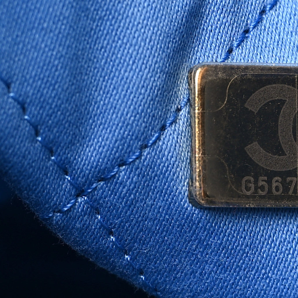 Shiny Calfskin Quilted Mini Chanel 22 Blue