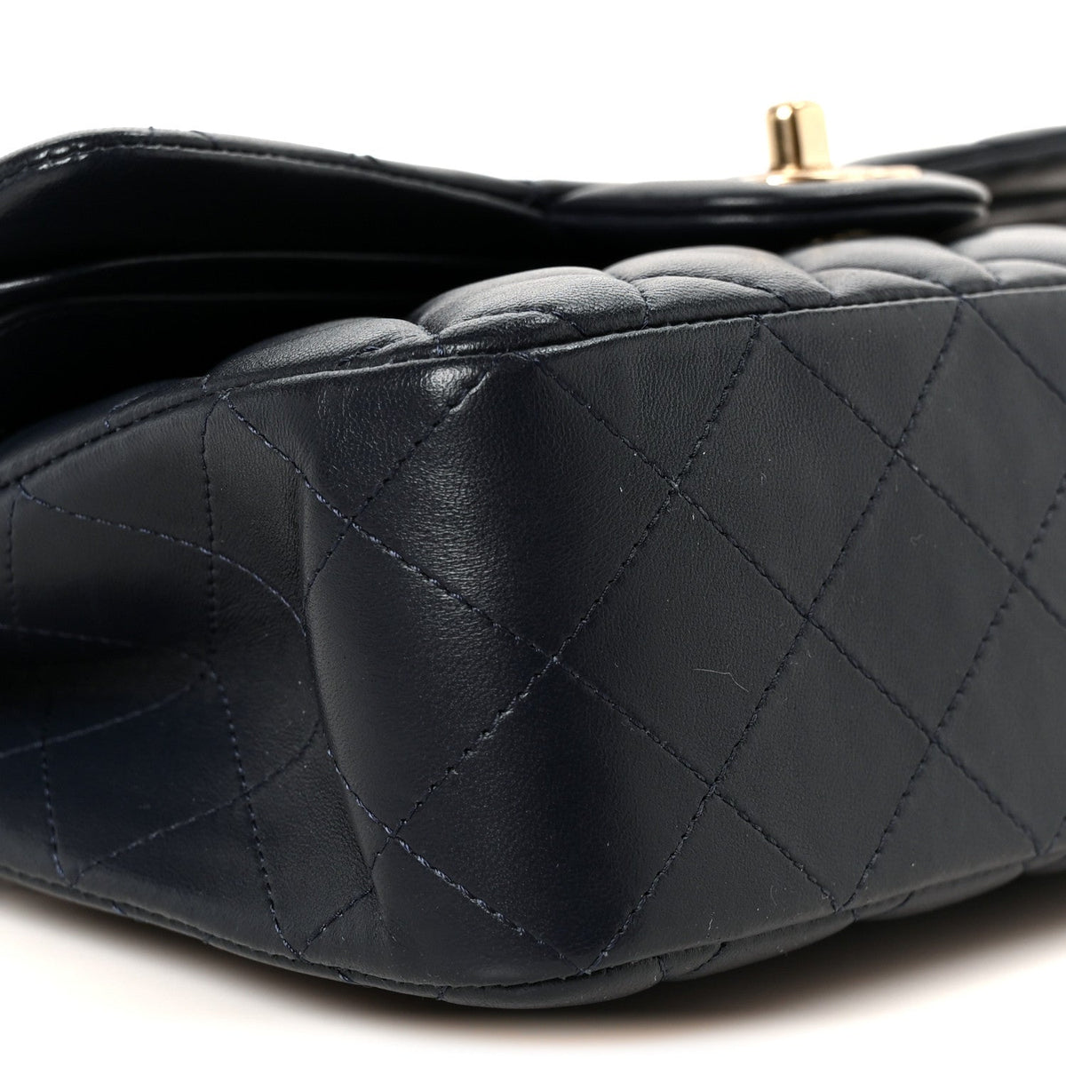 Lambskin Quilted Small Double Flap Navy