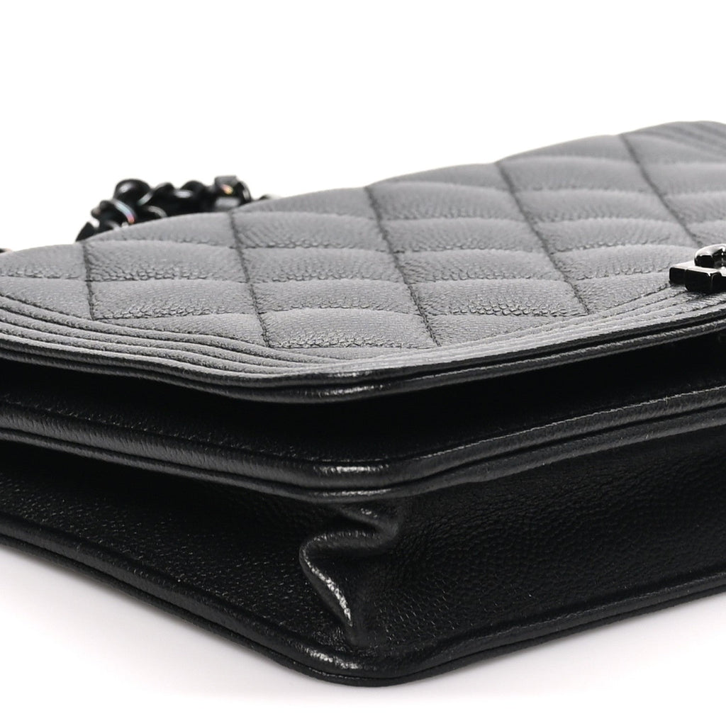 Caviar Quilted Boy Wallet On Chain WOC So Black