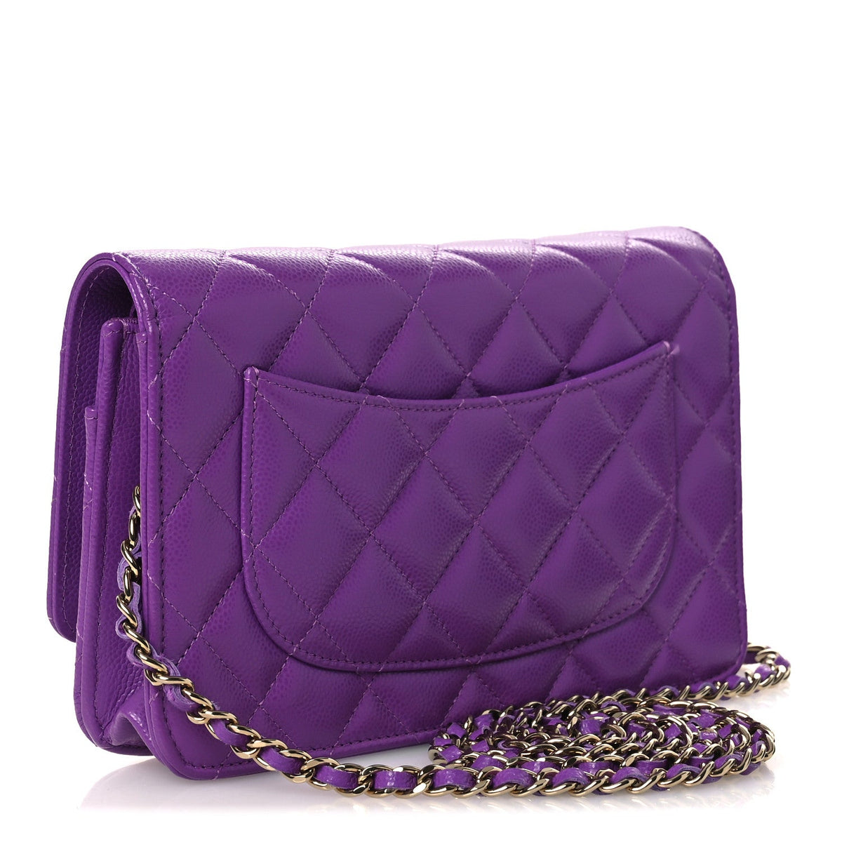 Caviar Quilted Wallet On Chain WOC Purple