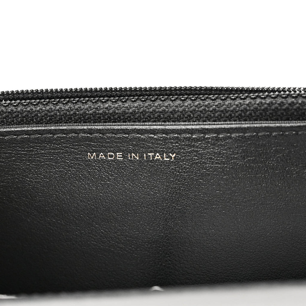 Calfskin Elaphe Double Chevron Mini Wallet On Chain WOC Black Black