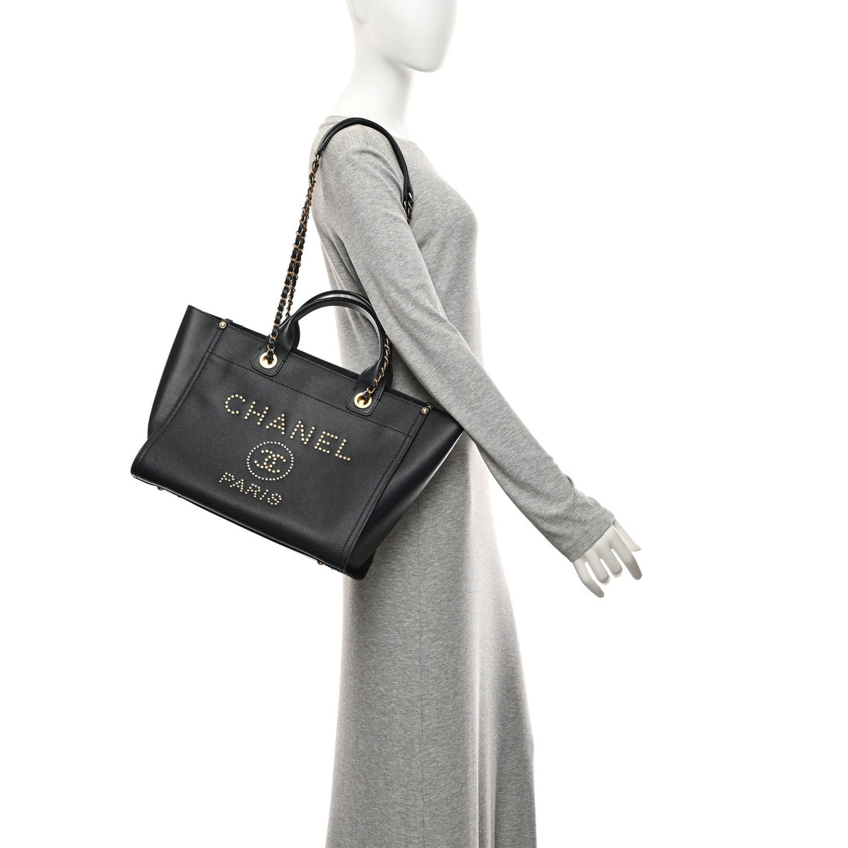 Caviar Small Studded Deauville Tote Navy