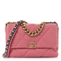Metallic Tweed Quilted Large Chanel 19 Flap Pink