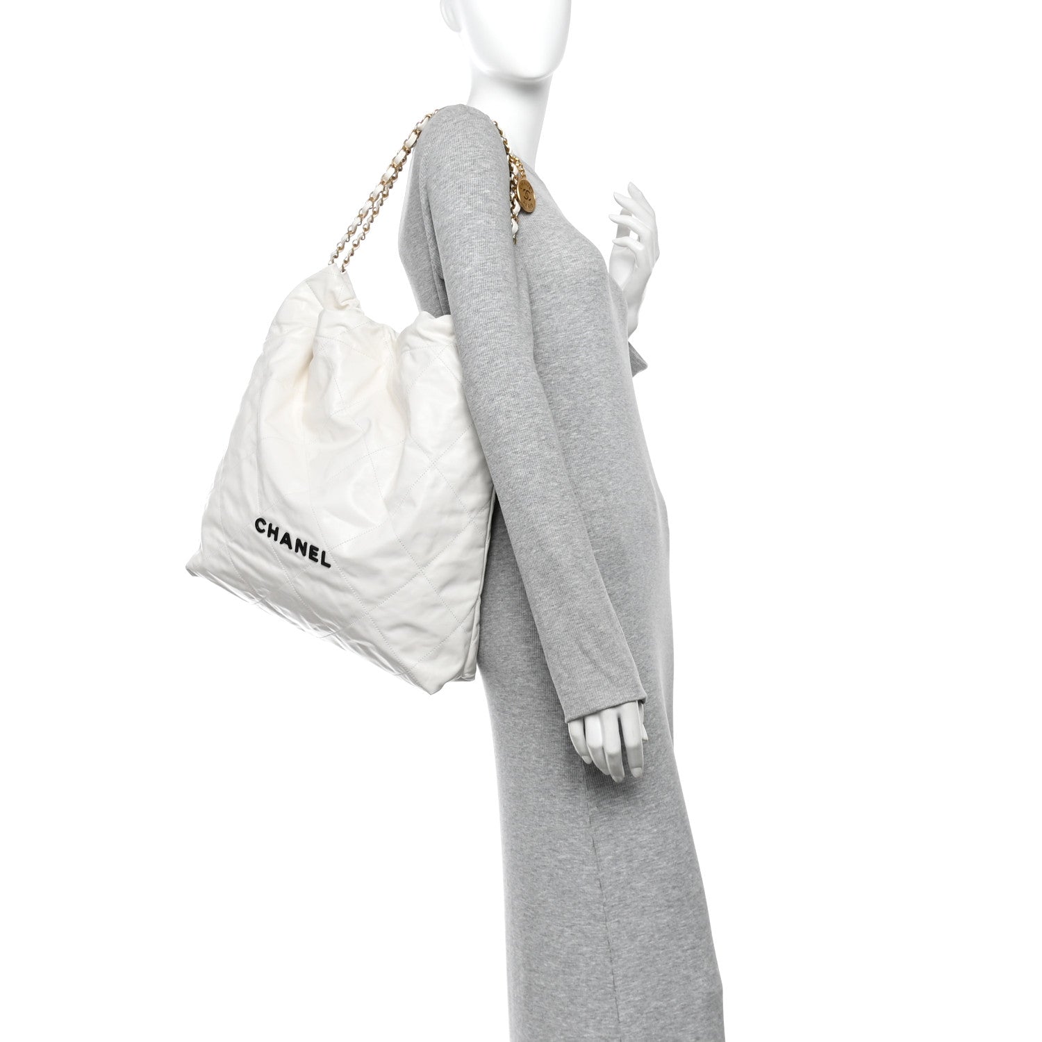 Calfskin Quilted Chanel 22 White