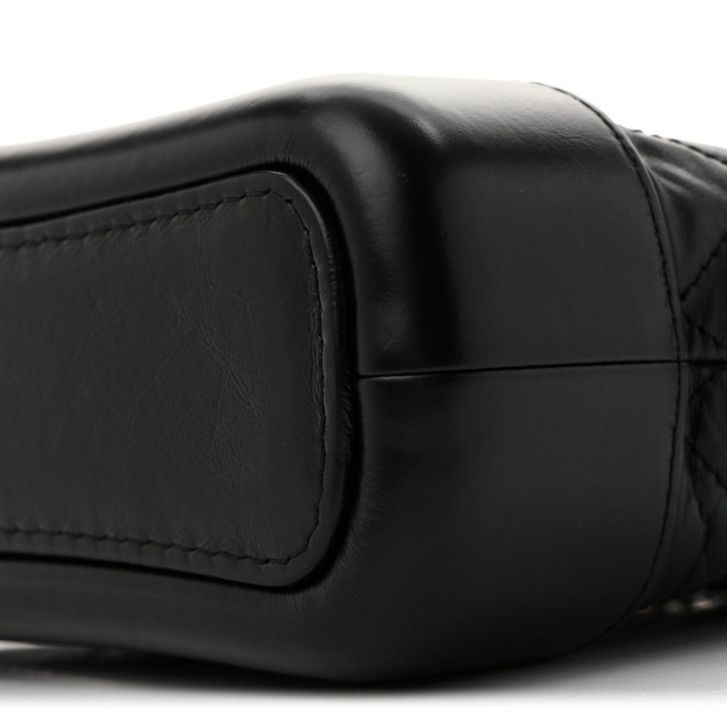 Aged Calfskin Quilted Small Gabrielle Hobo Black