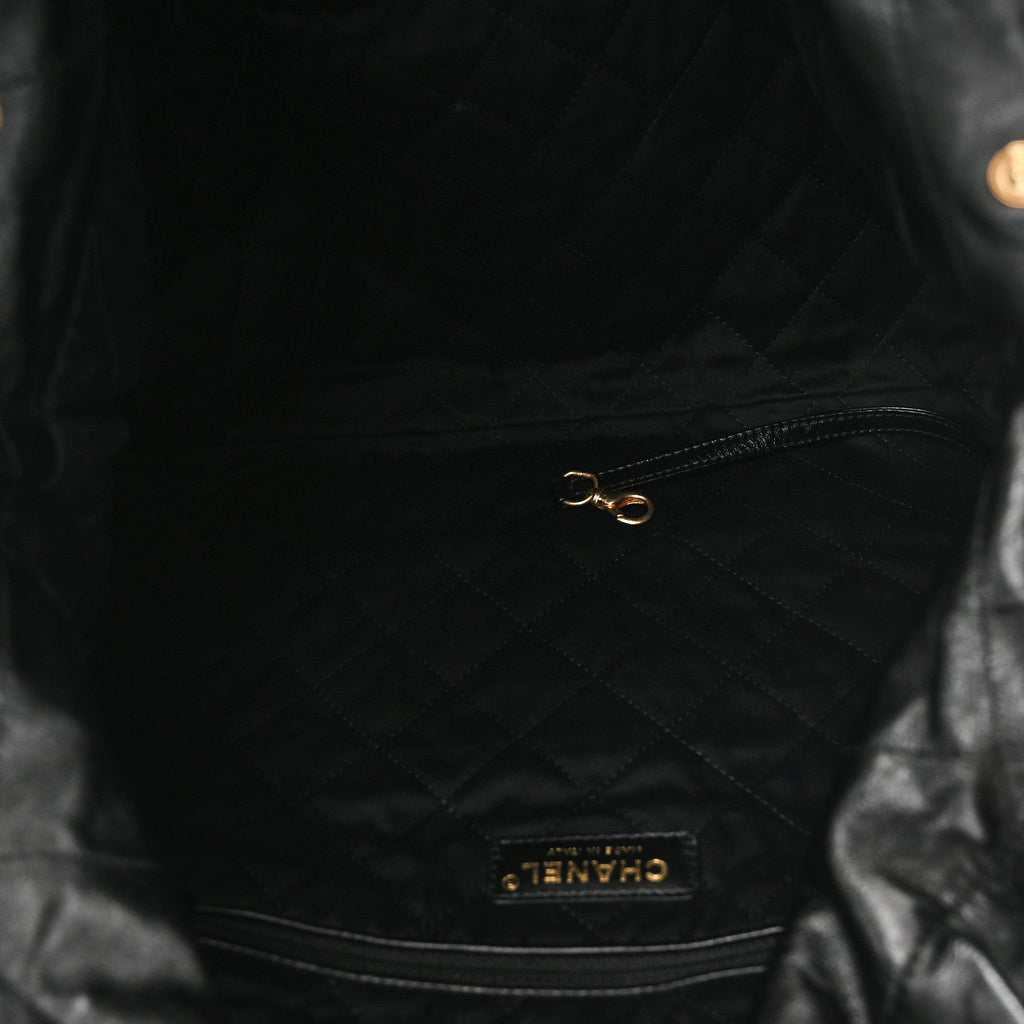 Shiny Calfskin Quilted Chanel 22 Black