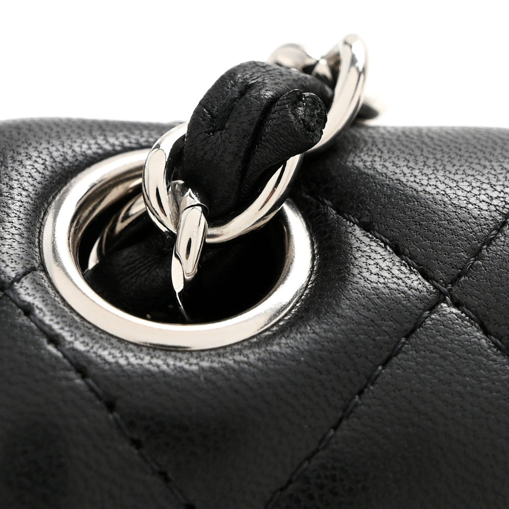 Lambskin Quilted Mini Square Flap Black