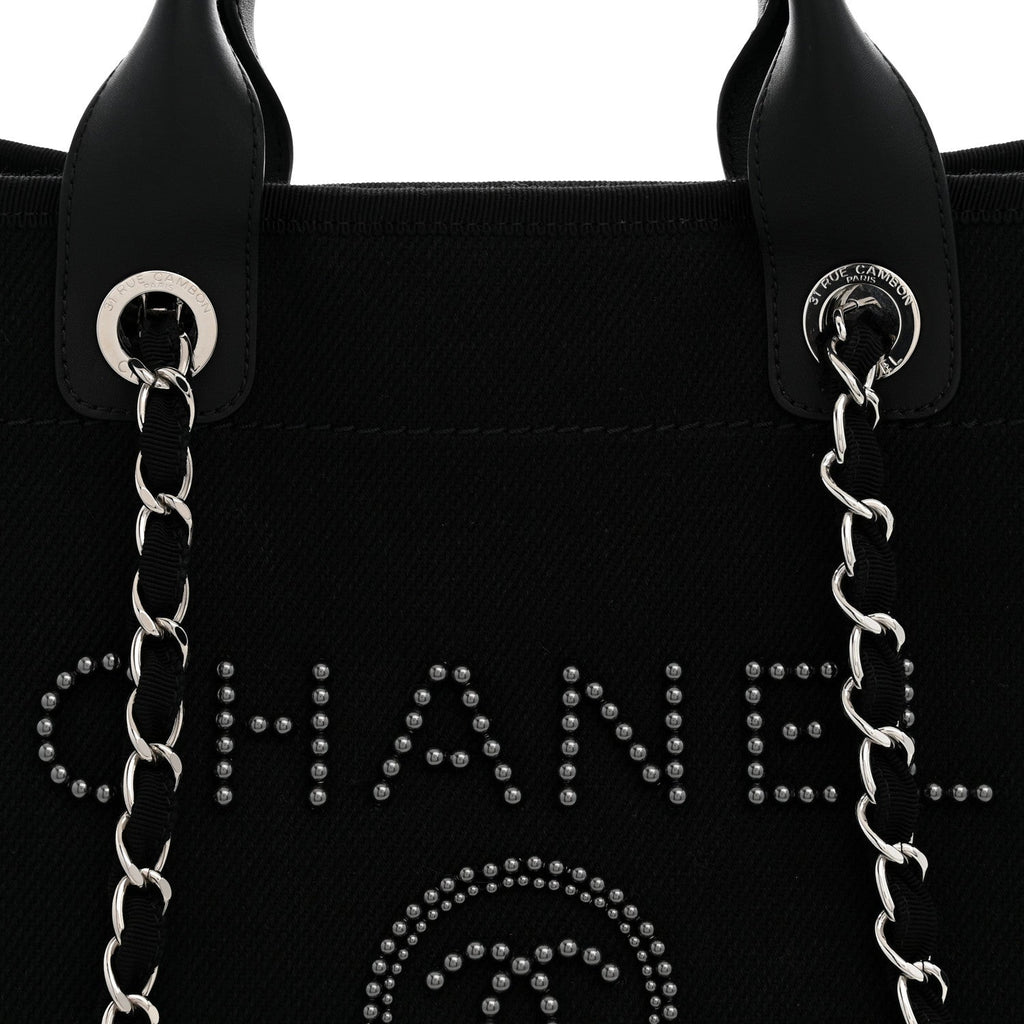 Canvas Pearl Medium Deauville Tote Black
