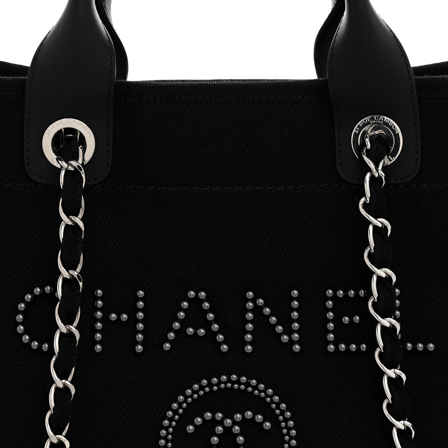 Canvas Pearl Medium Deauville Tote Black