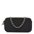Lurex Straw Small Deauville Clutch With Chain Blue