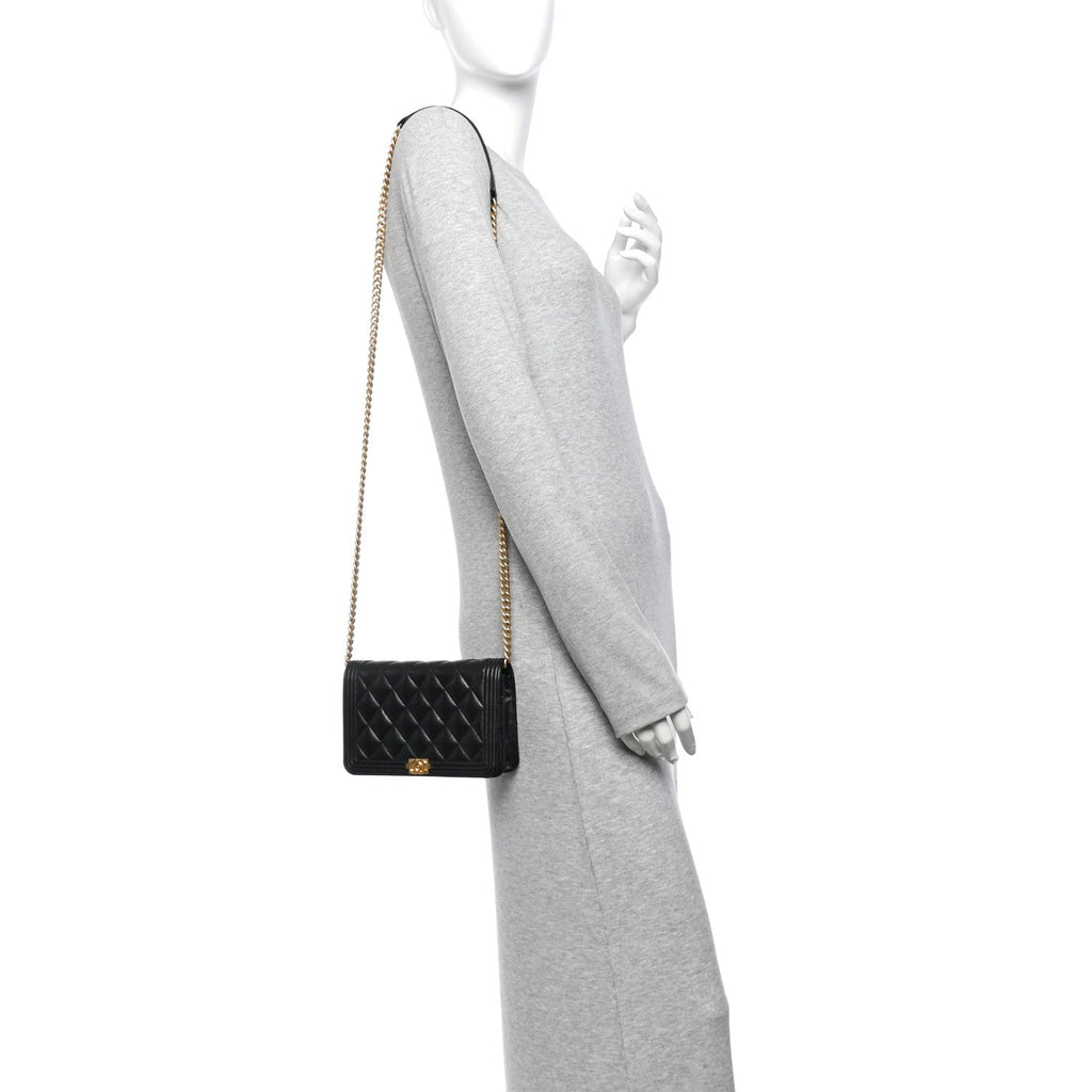 Caviar Quilted Boy Wallet On Chain WOC Black