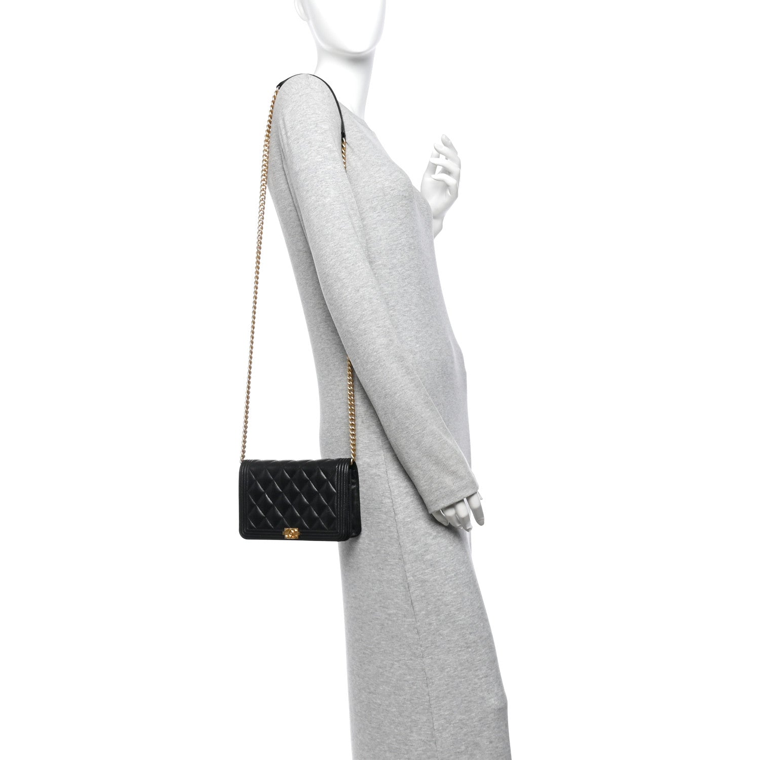 Caviar Quilted Boy Wallet On Chain WOC Black