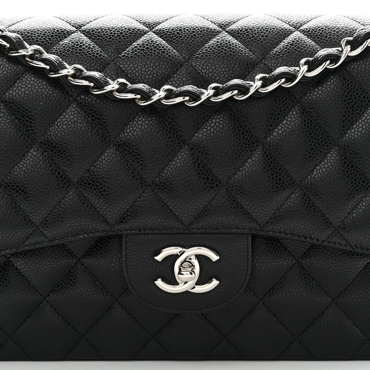 Caviar Quilted Jumbo Double Flap Black