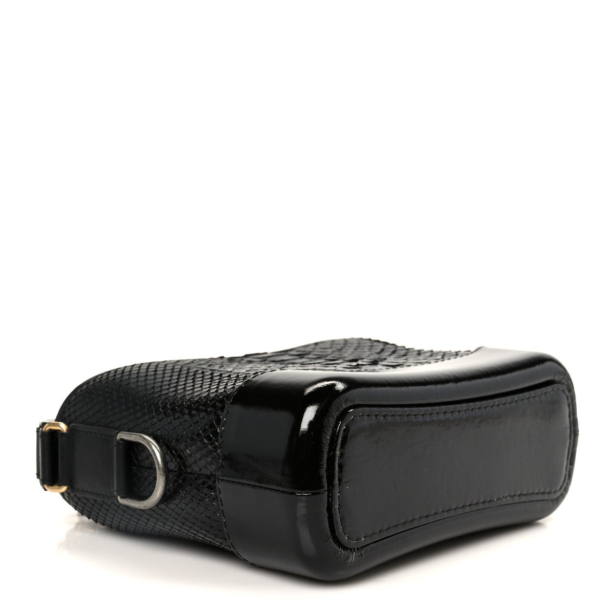 Snakeskin Patent Calfskin Small Gabrielle Hobo Black