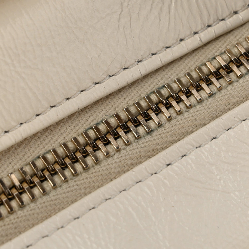 Calfskin Wool Felt Embossed Small Gabrielle Logo Hobo White