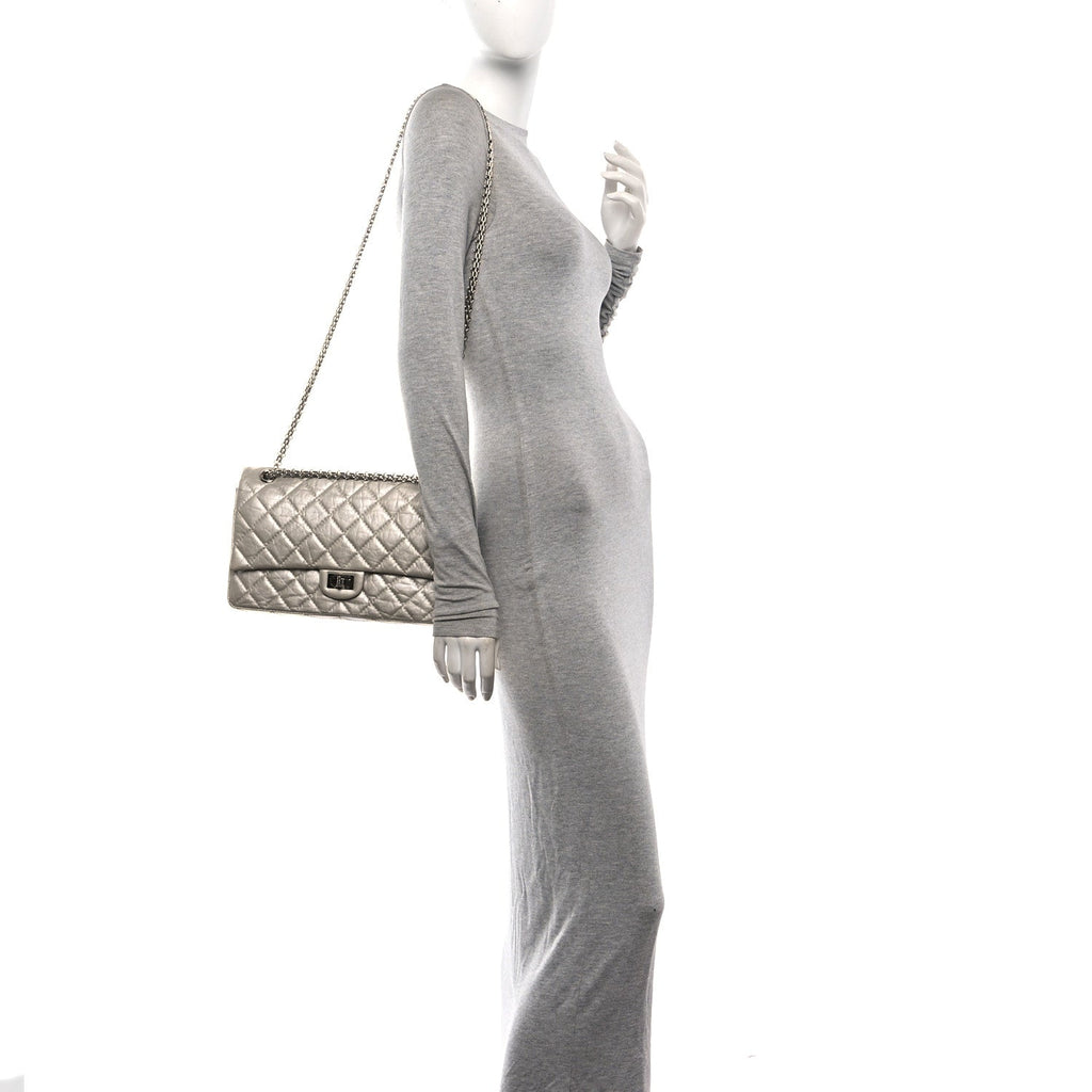 Metallic Aged Calfskin Quilted 2.55 Reissue 226 Flap Silver