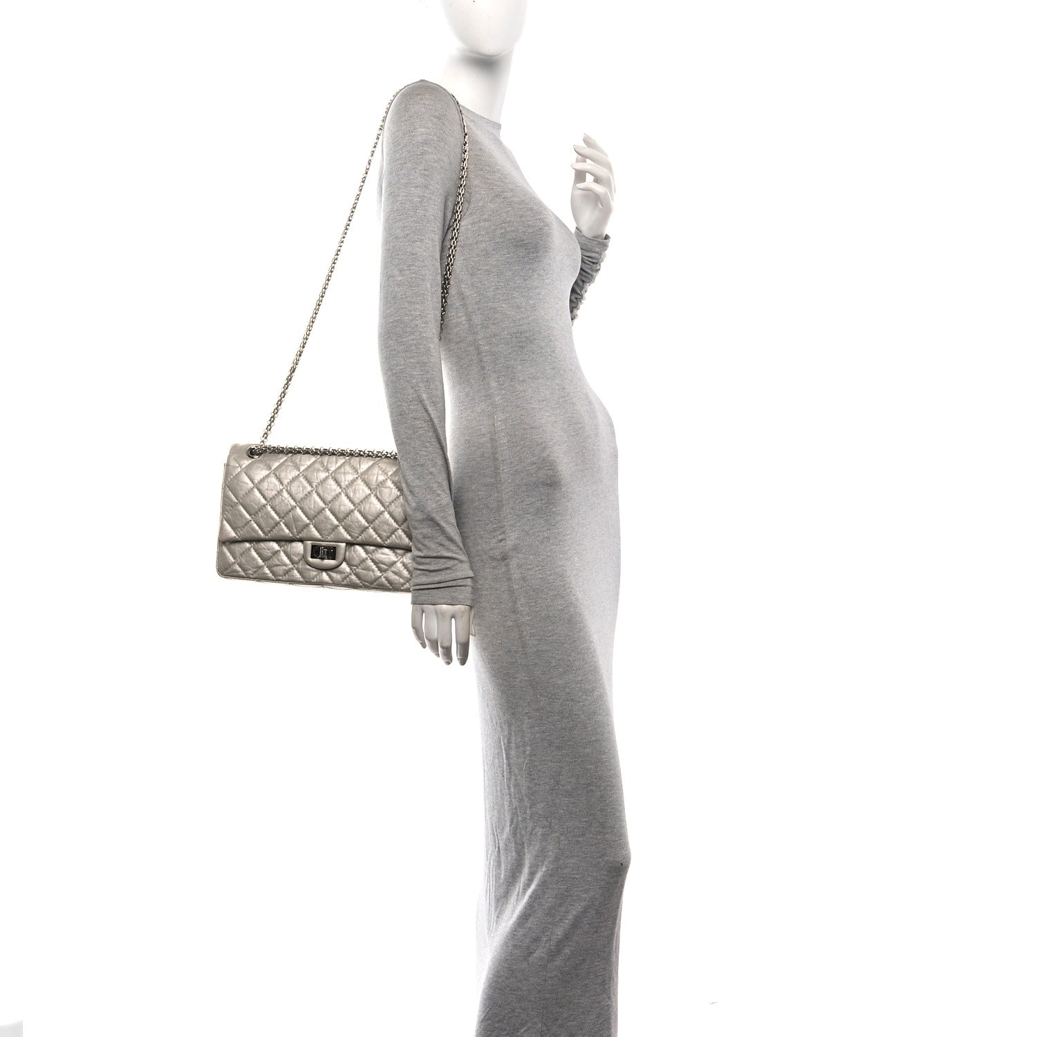Metallic Aged Calfskin Quilted 2.55 Reissue 226 Flap Silver