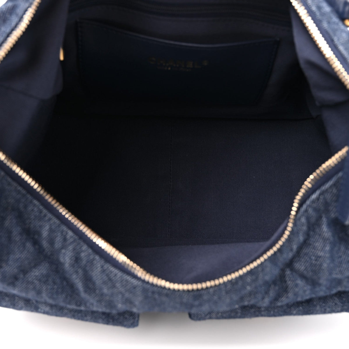 Washed Denim Quilted Large Trendy Pockets Hobo Dark Blue