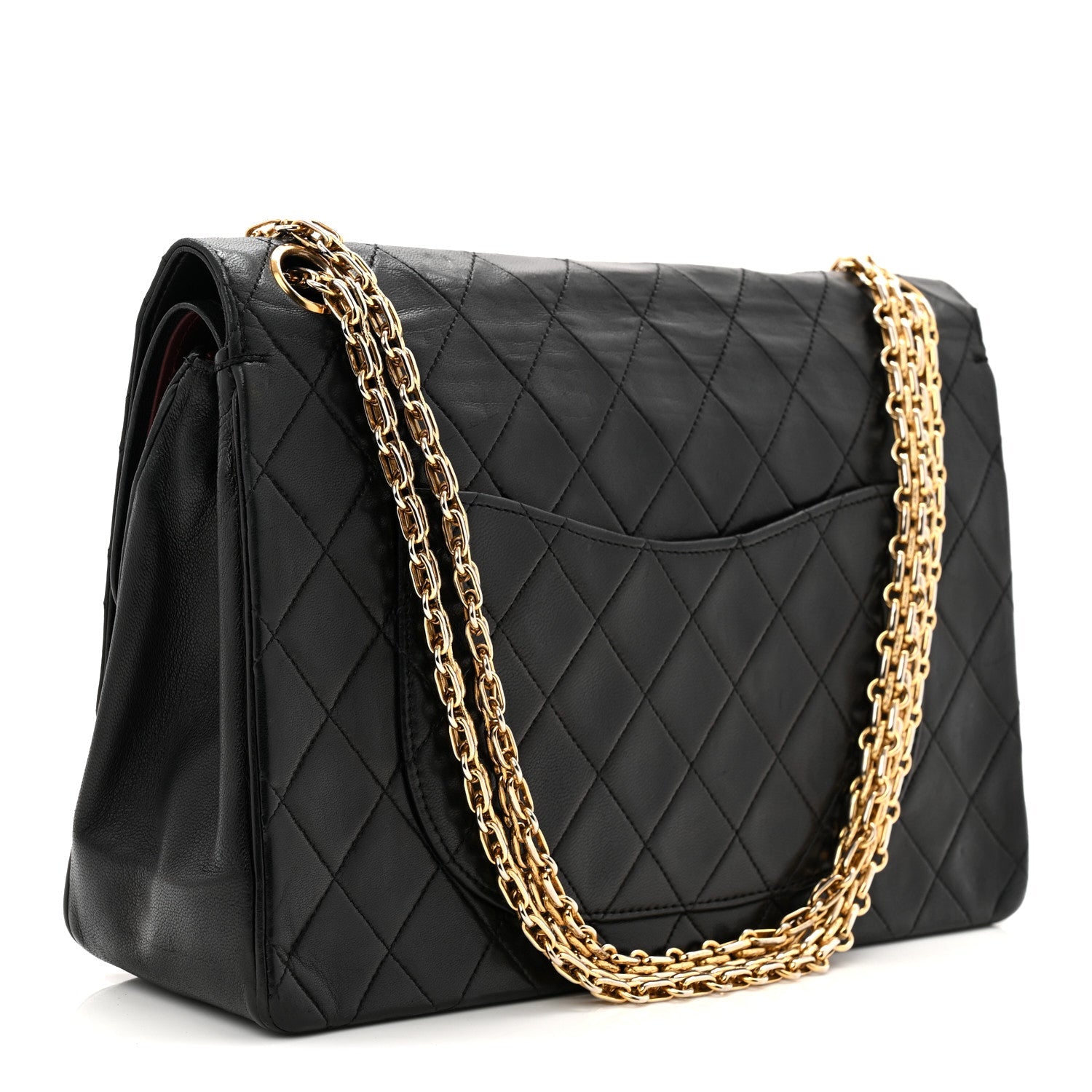 Lambskin Quilted Medium Double Flap Bijoux Chain Black